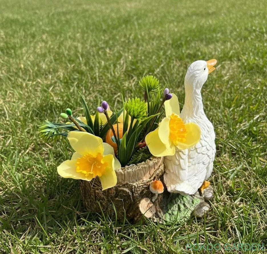Jarní aranžmá s husou – Rozkvetlý pařez