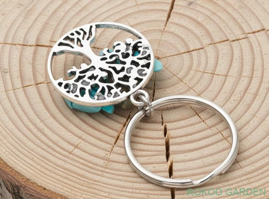 Přívěšek na klíče - Strom života s přírodními minerály