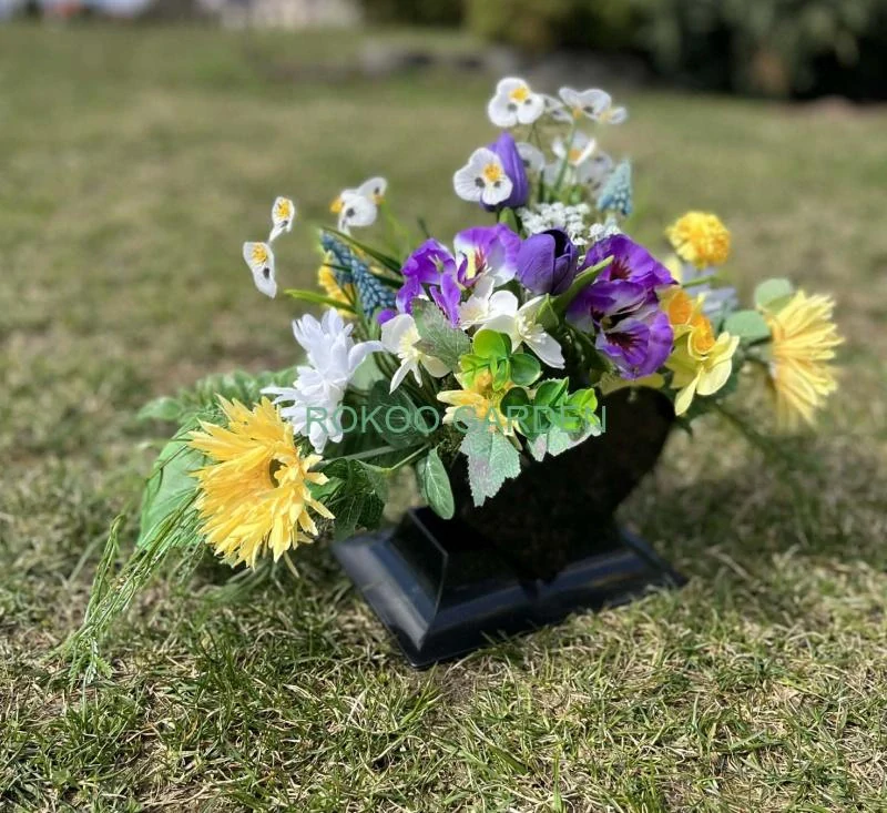 Pietní aranžmá grafitové srdce „Tichá jarní louka“