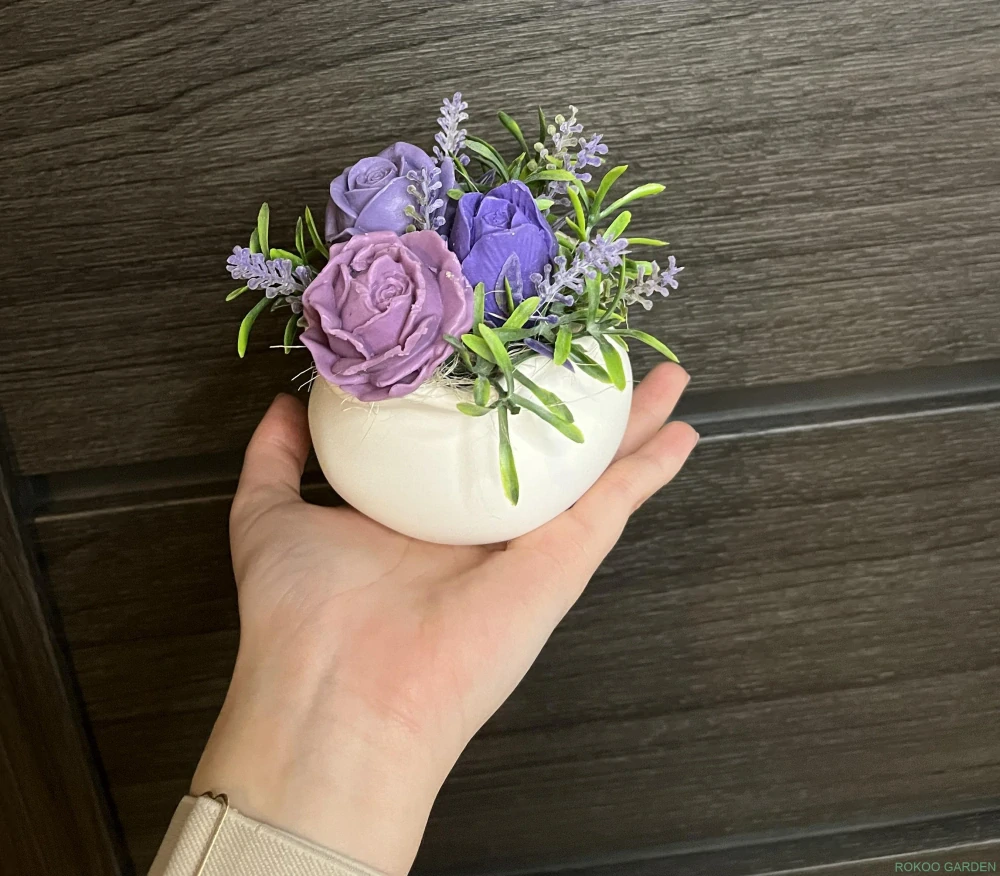 Dekorace mýdlová kytice - mini fialová