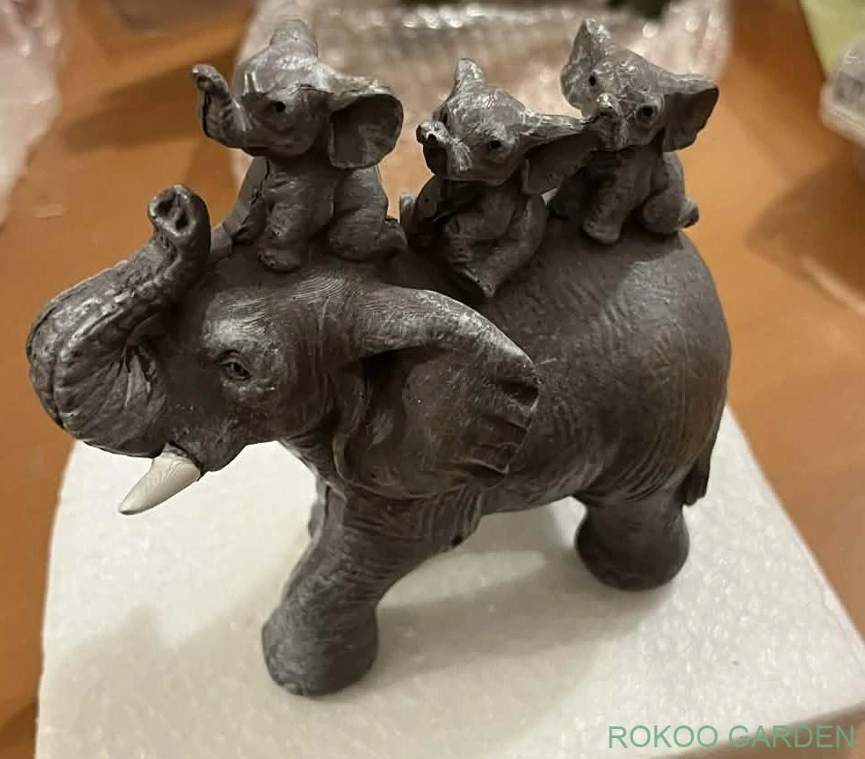 Dekorační soška Sloní rodinka – Slonice se 3 slůňaty