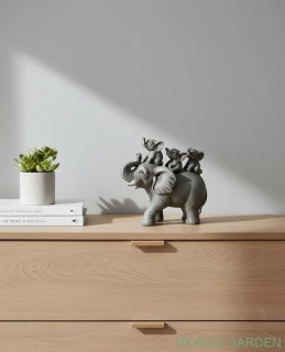 Dekorační soška Sloní rodinka – Slonice se 3 slůňaty