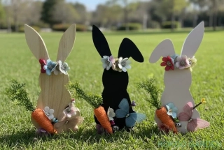 Dekorace dřevěný zajíc