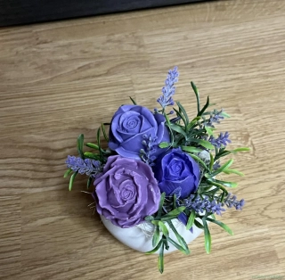 Dekorace mýdlová kytice - mini fialová