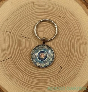 Přívěšek na klíče mandala - modrá