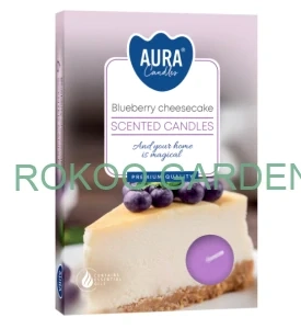 Aura čajové svíčky vonné - Cheesecake borůvka 6ks