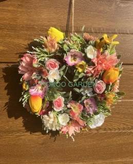 Jarní dekorační věnec „Květinová zahrada“